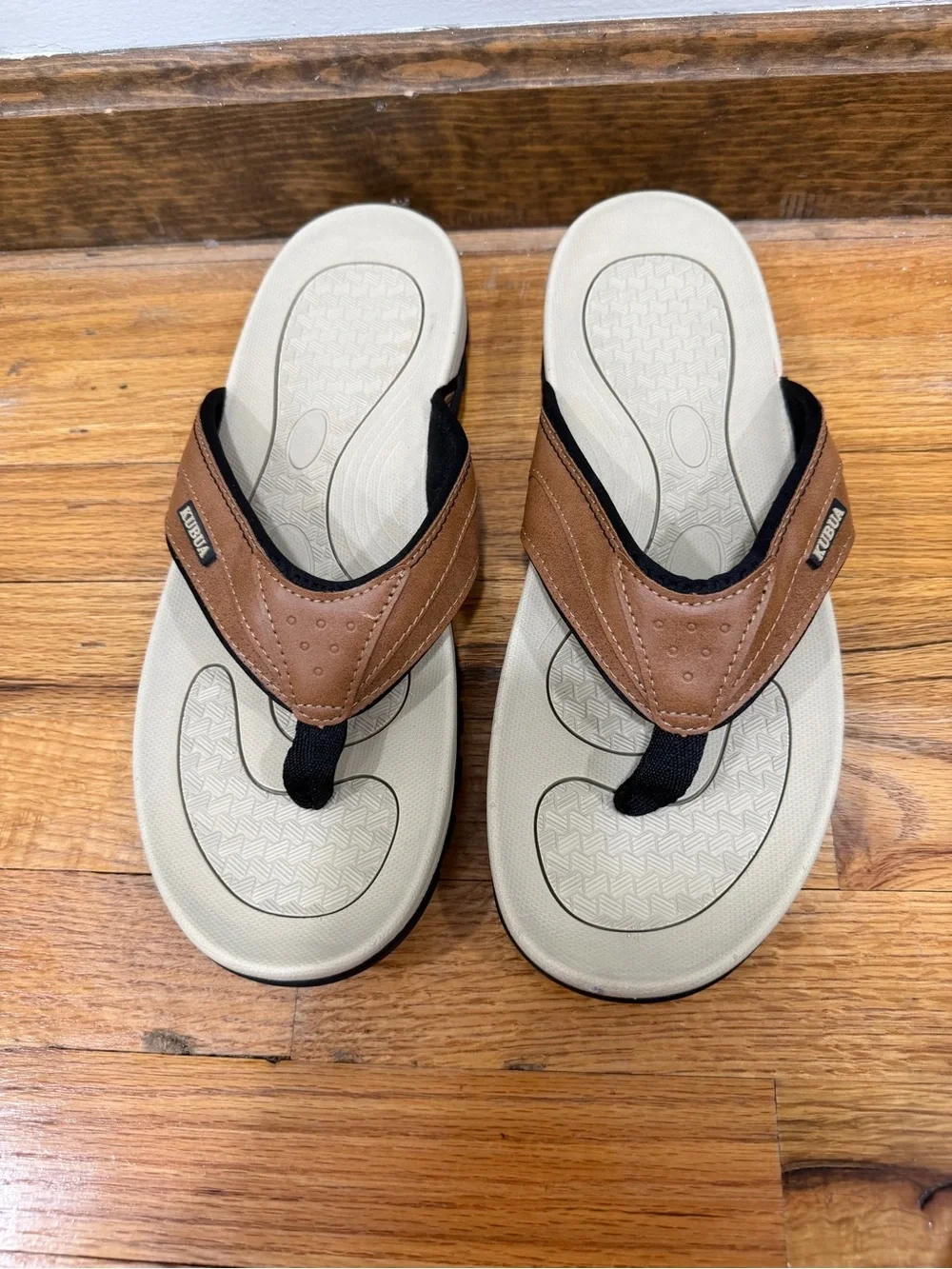 KUBUA Men’s Outdoor Comfort Flip Flop Sandals Brown Size 46 / US 12